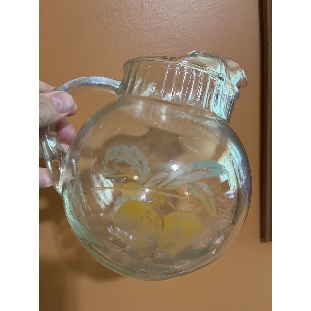 Vintage 1960's Anchor Hocking Tilted Ball Orange Juice Pitcher